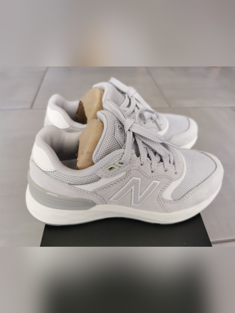 New Balance Freshfoam Light Gray and White Lace-Up Sneakers